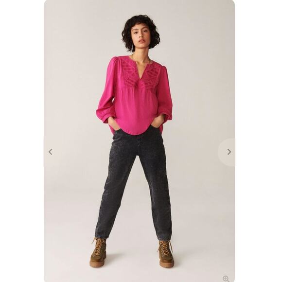 NWT Ba&sh Embroidered Ilo Fuchsia Blouse Size Medium - Picture 1 of 12